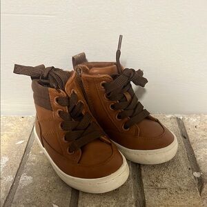 Cat & Jack Brown and White Sneakers with Lace-Up Design